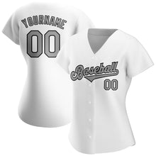Load image into Gallery viewer, Custom White Gray-Black Authentic Baseball Jersey