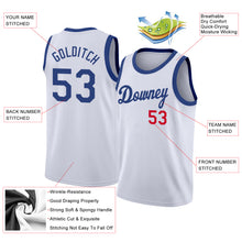 Load image into Gallery viewer, Custom White Royal-Red Round Neck Rib-Knit Basketball Jersey