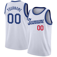 Load image into Gallery viewer, Custom White Royal-Red Round Neck Rib-Knit Basketball Jersey