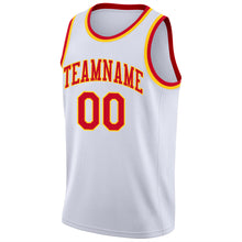 Load image into Gallery viewer, Custom White Red-Gold Round Neck Rib-Knit Basketball Jersey