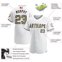 Load image into Gallery viewer, Custom White Camo-Black Authentic American Flag Fashion Baseball Jersey