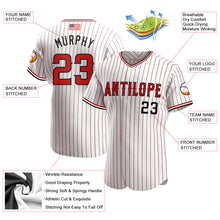 Load image into Gallery viewer, Custom White Red Pinstripe Red-Black Authentic American Flag Fashion Baseball Jersey