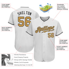 Load image into Gallery viewer, Custom White Old Gold-Black Authentic Baseball Jersey