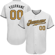 Load image into Gallery viewer, Custom White Old Gold-Black Authentic Baseball Jersey