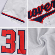Load image into Gallery viewer, Custom White Red-Gold Authentic Baseball Jersey