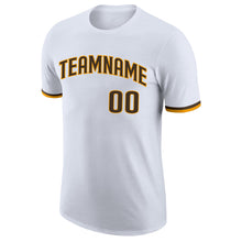 Load image into Gallery viewer, Custom White Brown-Gold Performance T-Shirt