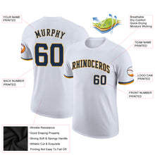 Load image into Gallery viewer, Custom White Navy-Gold Performance T-Shirt