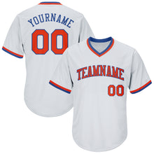 Load image into Gallery viewer, Custom White Orange-Royal Authentic Throwback Rib-Knit Baseball Jersey Shirt