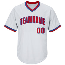 Load image into Gallery viewer, Custom White Red-Royal Authentic Throwback Rib-Knit Baseball Jersey Shirt