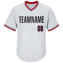Load image into Gallery viewer, Custom White Black-Red Authentic Throwback Rib-Knit Baseball Jersey Shirt