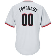 Load image into Gallery viewer, Custom White Black-Red Authentic Throwback Rib-Knit Baseball Jersey Shirt