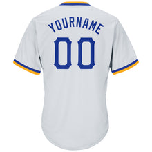 Load image into Gallery viewer, Custom White Royal-Gold Authentic Throwback Rib-Knit Baseball Jersey Shirt