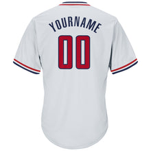 Load image into Gallery viewer, Custom White Red-Navy Authentic Throwback Rib-Knit Baseball Jersey Shirt