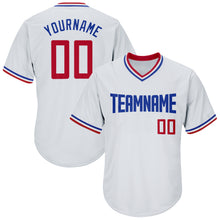 Load image into Gallery viewer, Custom White Red-Royal Authentic Throwback Rib-Knit Baseball Jersey Shirt
