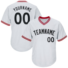 Load image into Gallery viewer, Custom White Black-Red Authentic Throwback Rib-Knit Baseball Jersey Shirt