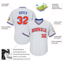 Load image into Gallery viewer, Custom White Orange-Royal Authentic Throwback Rib-Knit Baseball Jersey Shirt