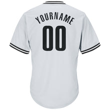 Load image into Gallery viewer, Custom White Black Authentic Throwback Rib-Knit Baseball Jersey Shirt