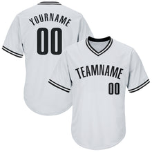Load image into Gallery viewer, Custom White Black Authentic Throwback Rib-Knit Baseball Jersey Shirt