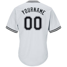 Load image into Gallery viewer, Custom White Black-Gray Authentic Throwback Rib-Knit Baseball Jersey Shirt