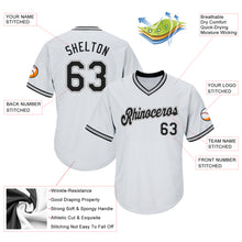 Load image into Gallery viewer, Custom White Black-Gray Authentic Throwback Rib-Knit Baseball Jersey Shirt