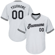 Load image into Gallery viewer, Custom White Black-Gray Authentic Throwback Rib-Knit Baseball Jersey Shirt