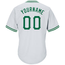 Load image into Gallery viewer, Custom White Kelly Green Authentic Throwback Rib-Knit Baseball Jersey Shirt