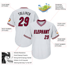 Load image into Gallery viewer, Custom White Maroon-Black Authentic Throwback Rib-Knit Baseball Jersey Shirt