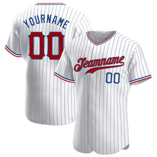 Load image into Gallery viewer, Custom White Royal Pinstripe Red-Royal Authentic Baseball Jersey