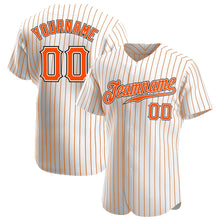 Load image into Gallery viewer, Custom White Orange Pinstripe Orange-Black Authentic Baseball Jersey