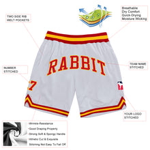 Load image into Gallery viewer, Custom White Red-Gold Authentic Throwback Basketball Shorts