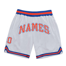 Load image into Gallery viewer, Custom White Orange-Royal Authentic Throwback Basketball Shorts