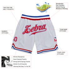 Load image into Gallery viewer, Custom White Red-Royal Authentic Throwback Basketball Shorts