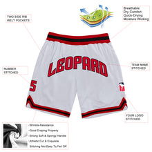 Load image into Gallery viewer, Custom White Red-Black Authentic Throwback Basketball Shorts