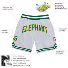 Load image into Gallery viewer, Custom White Kelly Green-Gold Authentic Throwback Basketball Shorts