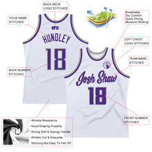 Load image into Gallery viewer, Custom White Purple-Gray Authentic Throwback Basketball Jersey