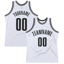 Load image into Gallery viewer, Custom White Black Authentic Throwback Basketball Jersey