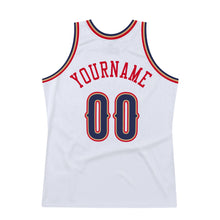 Load image into Gallery viewer, Custom White Navy-Red Authentic Throwback Basketball Jersey
