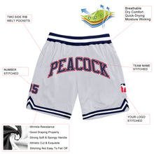 Load image into Gallery viewer, Custom White Navy-Red Authentic Throwback Basketball Shorts