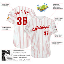 Load image into Gallery viewer, Custom White Red Pinstripe Red Authentic Baseball Jersey