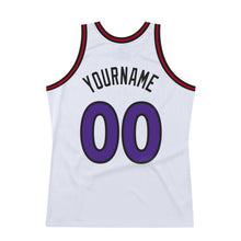 Load image into Gallery viewer, Custom White Purple-Red Authentic Throwback Basketball Jersey