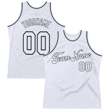 Load image into Gallery viewer, Custom White White-Black Authentic Throwback Basketball Jersey