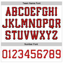 Load image into Gallery viewer, Custom White Red-Black Stitched Adjustable Snapback Hat