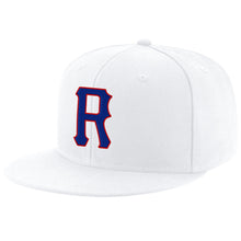 Load image into Gallery viewer, Custom White Royal-Red Stitched Adjustable Snapback Hat