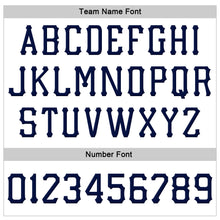 Load image into Gallery viewer, Custom White Navy Stitched Adjustable Snapback Hat