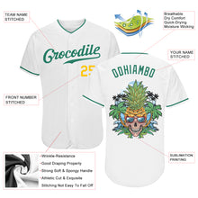 Load image into Gallery viewer, Custom White Kelly Green-Gold Authentic Skull Pineapple Head Baseball Jersey