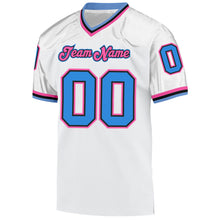 Load image into Gallery viewer, Custom White Powder Blue-Pink Mesh Authentic Throwback Football Jersey