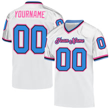 Load image into Gallery viewer, Custom White Powder Blue-Pink Mesh Authentic Throwback Football Jersey