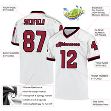 Load image into Gallery viewer, Custom White Cardinal-Black Mesh Authentic Throwback Football Jersey