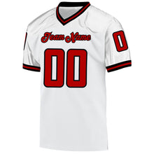 Load image into Gallery viewer, Custom White Red-Black Mesh Authentic Throwback Football Jersey