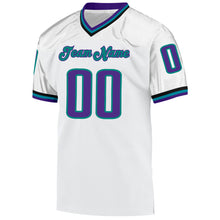 Load image into Gallery viewer, Custom White Purple-Aqua Mesh Authentic Throwback Football Jersey